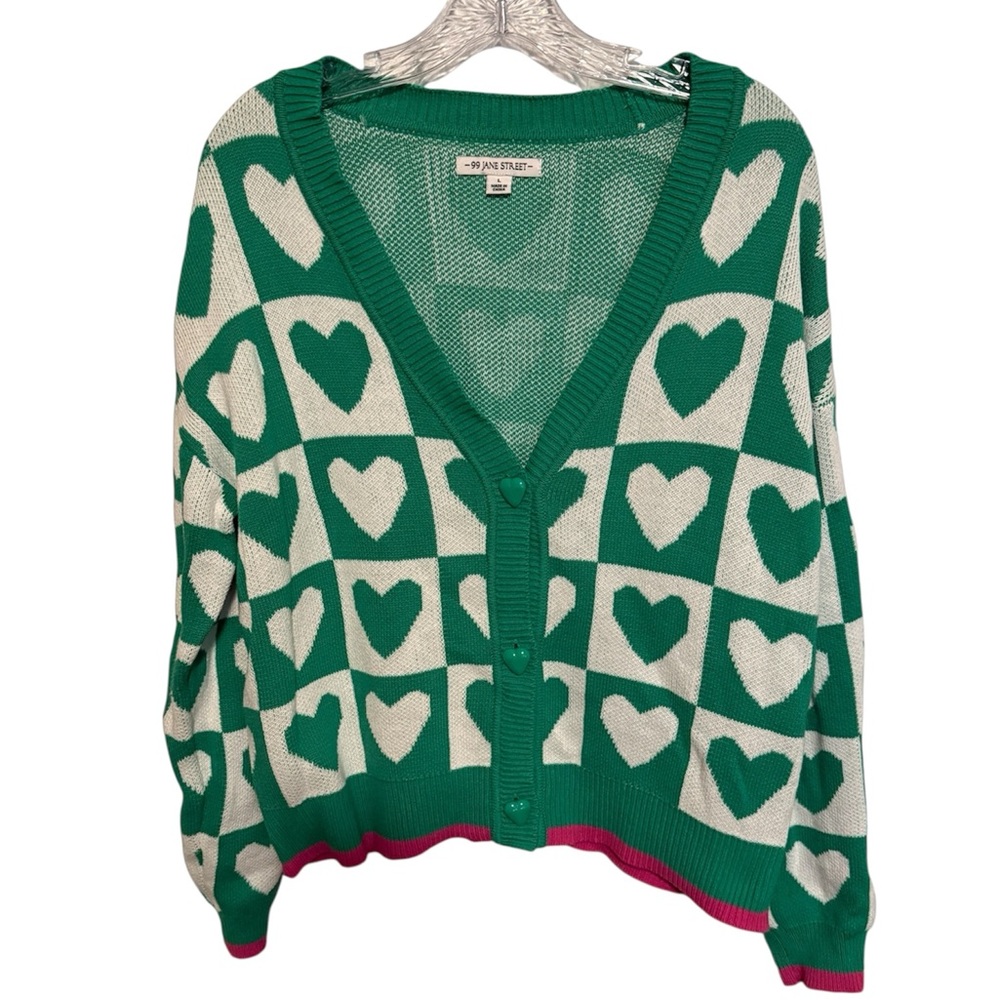 99 Jane Street Heart Print Sweater